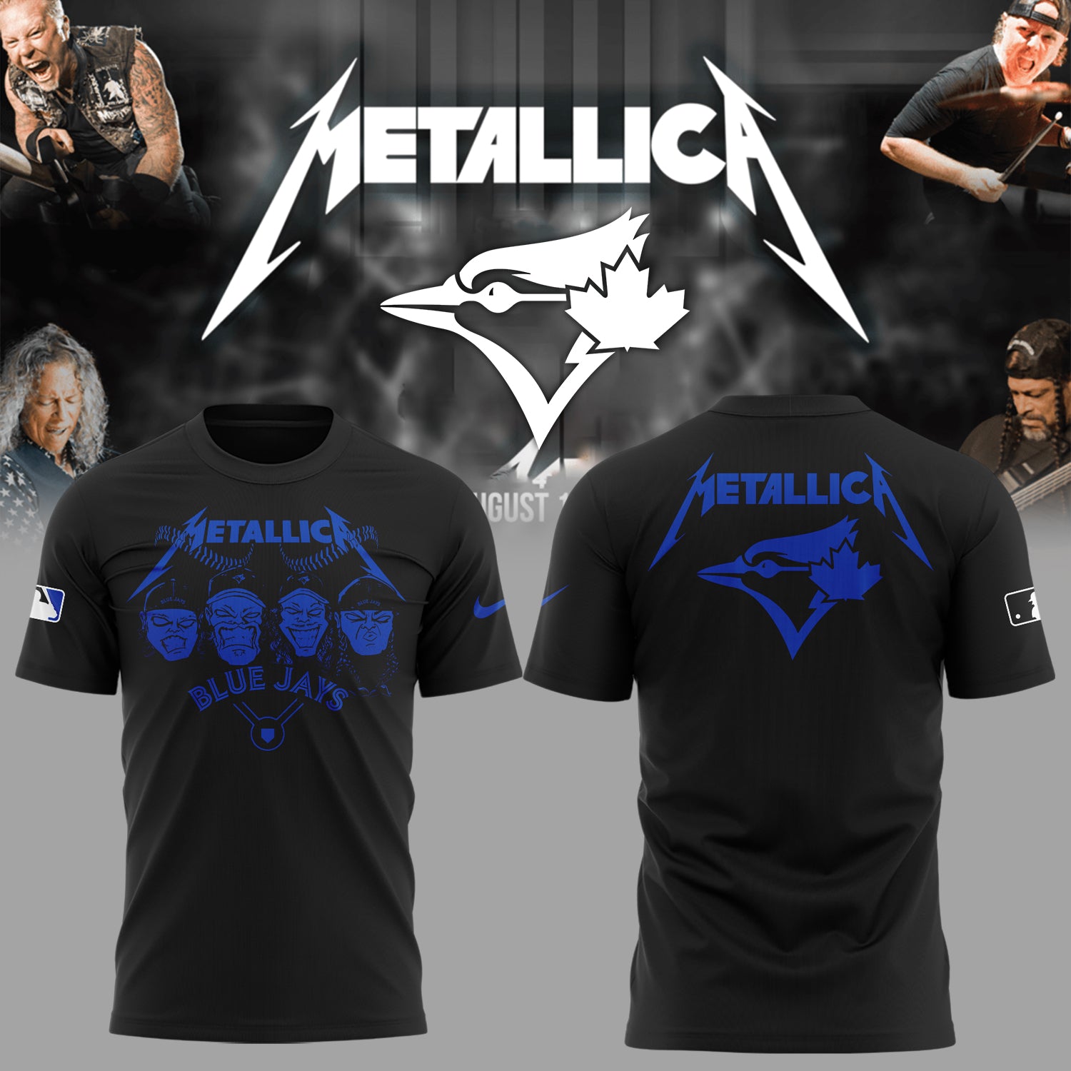 Limited Edition Blue Jays Baseball Metallica Night Black TShirt-KC04182501