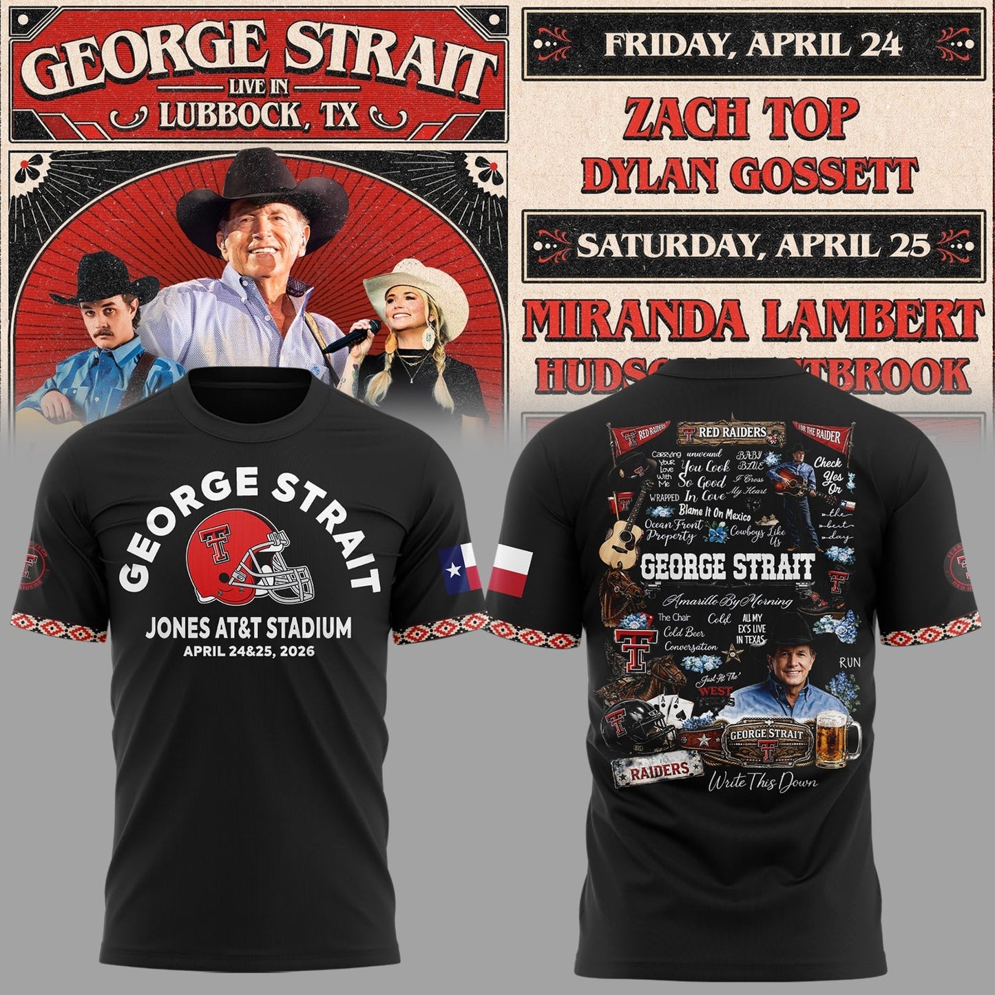 G.Strait 2026 “One Last Ride” tour at Lubbock’s Jones AT&T Stadium 🤠🎸⚔️ Shirt