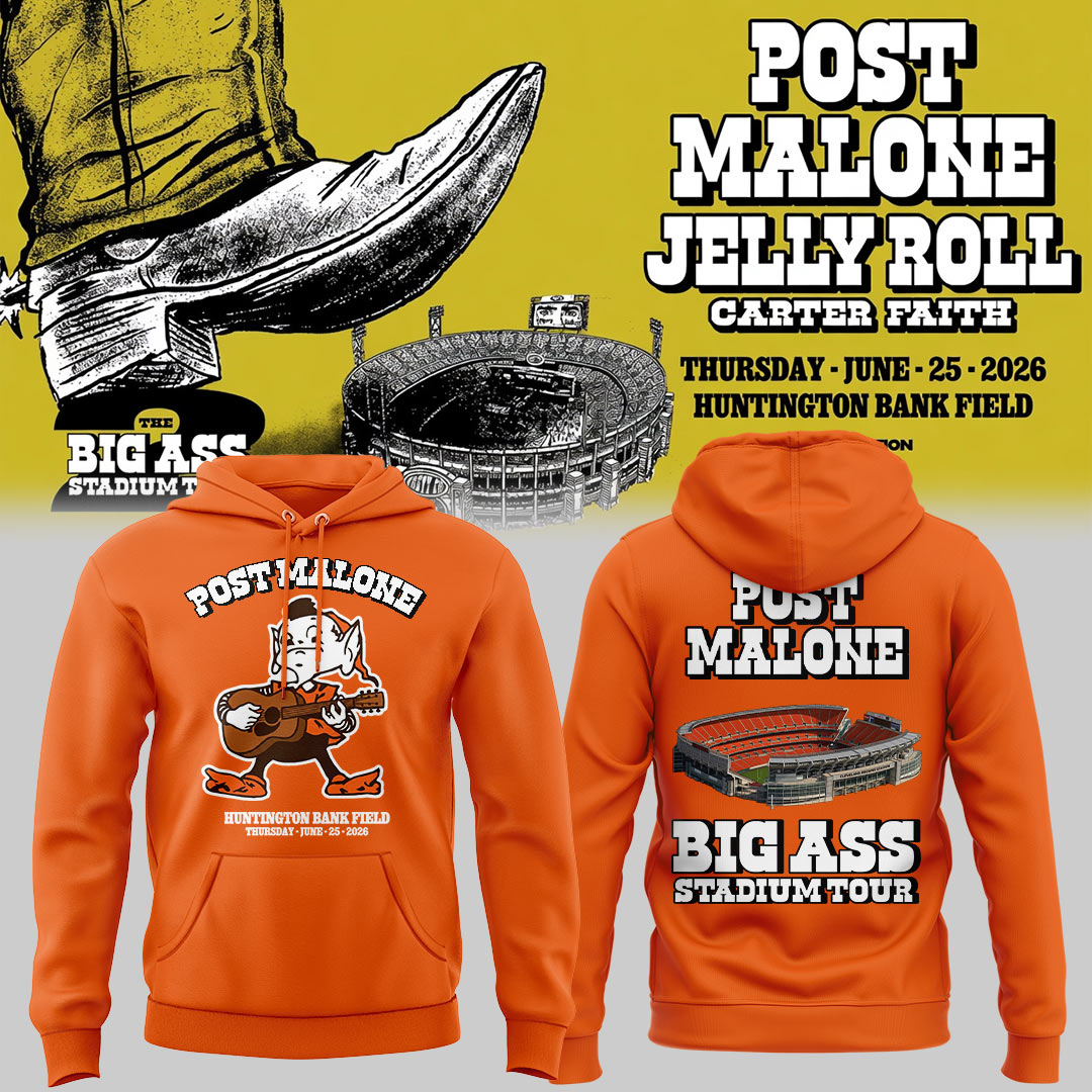 Limited Edition Post Malone Merch Tour 2025 At Huntington Bank Field Hoodie