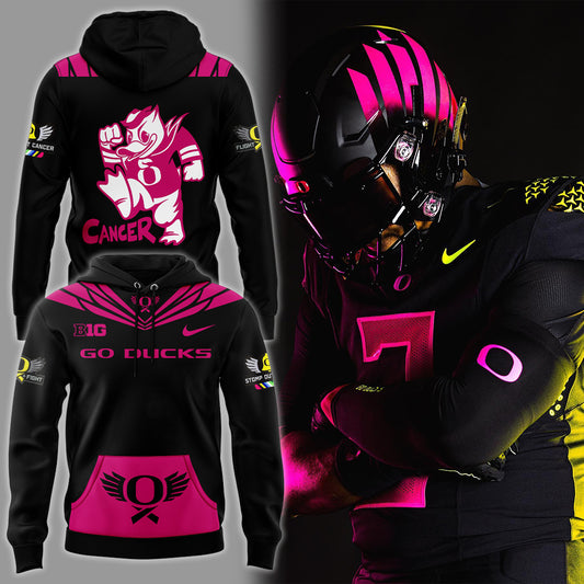 Limited Edition Oregon Ducks Breast Cancer Hoodie-KC10032518