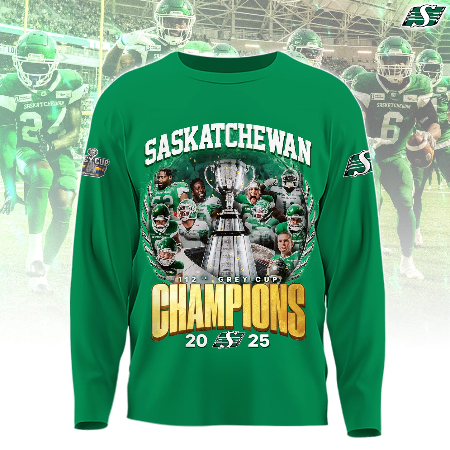 Saskatchewan Roughriders 112th Grey Cup champion Green Long Sleeve