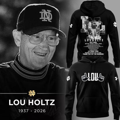 Limited Edition Irish FB Remembering the life and legacy of Lou Holtz 1937-2026 Hoodie