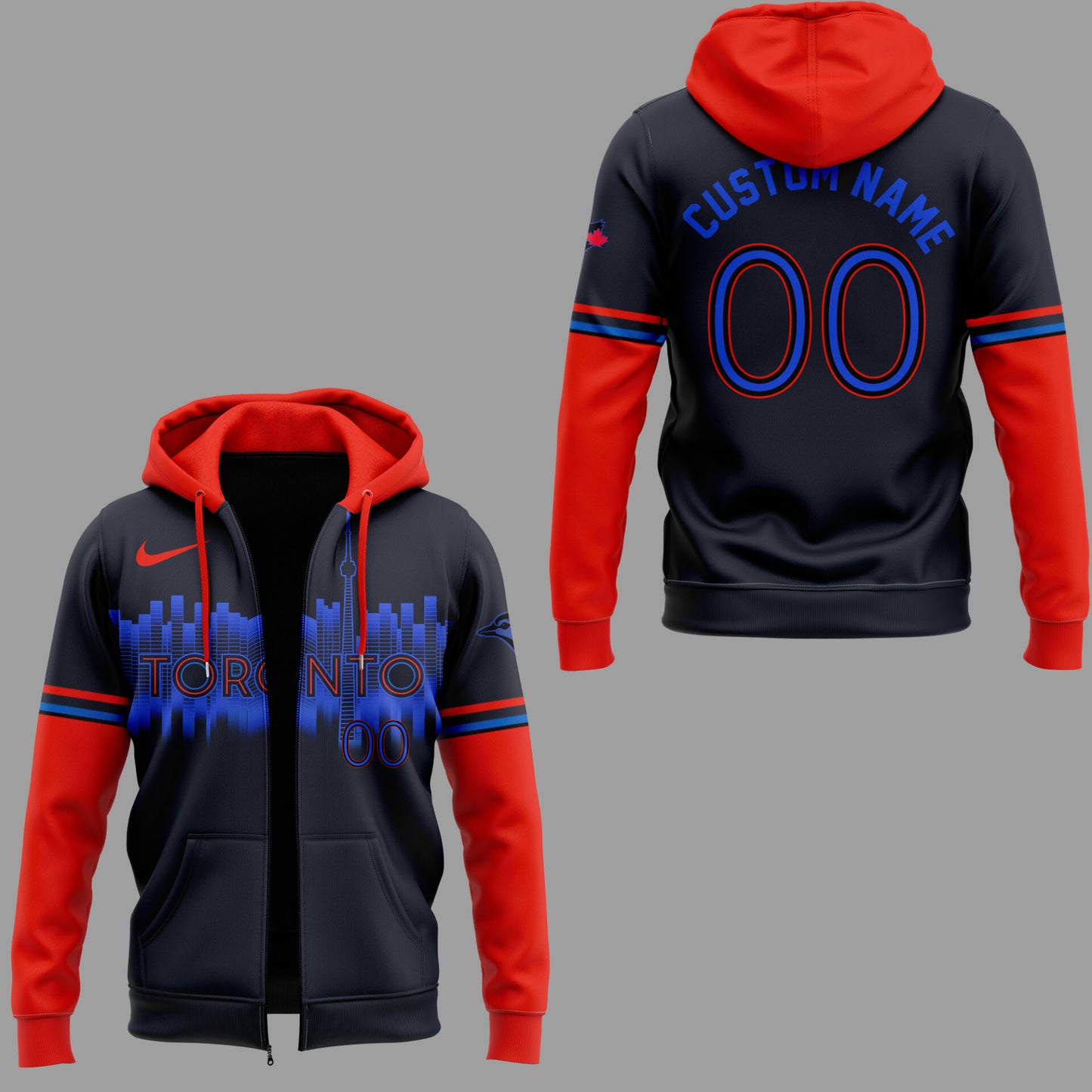 Limited Edition Blue Jays City Connect Custom Zip Hoodie-ND04042504
