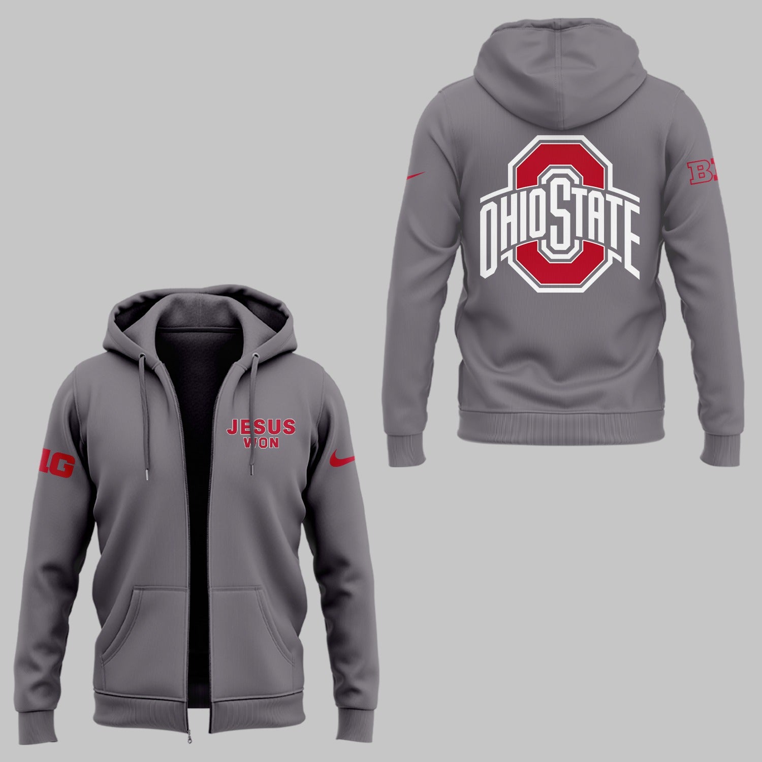 Limited Edition JESUS WON Gray Zip Hoodie-ND090925122