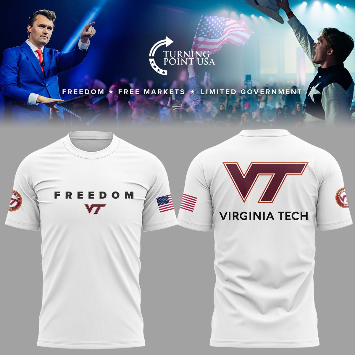 Limited Edition Virginia Tech x Turning Point USA 2025 TShirt
