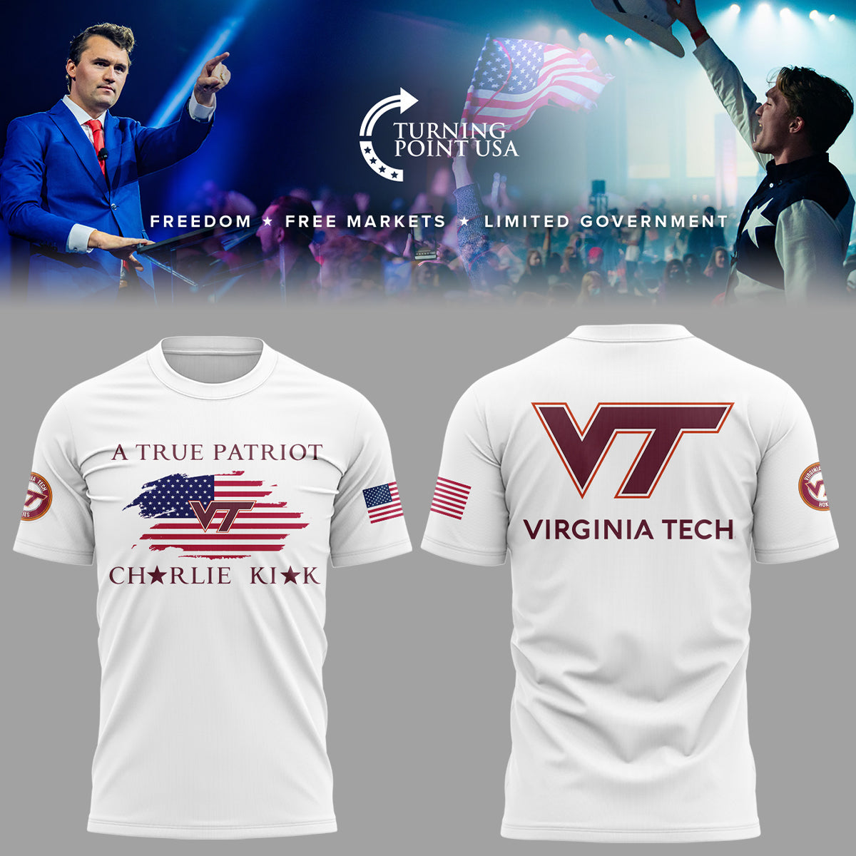 Limited Edition Virginia Tech x Turning Point USA 2025 TShirt