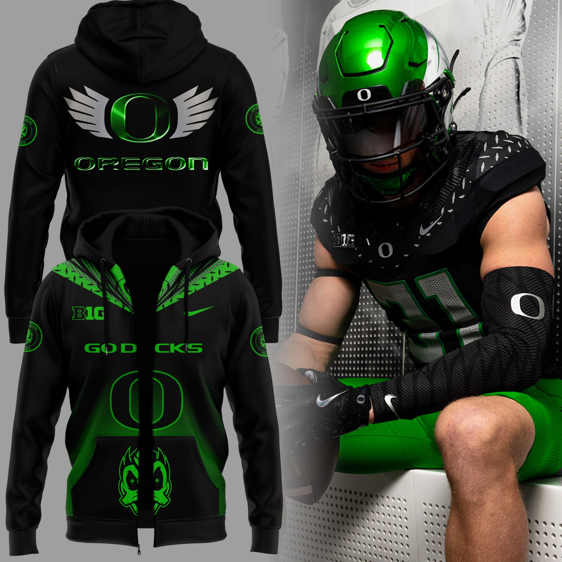 Limited Edition Oregon Football Game 6 uniform combo Zip Hoodie-ND10092532
