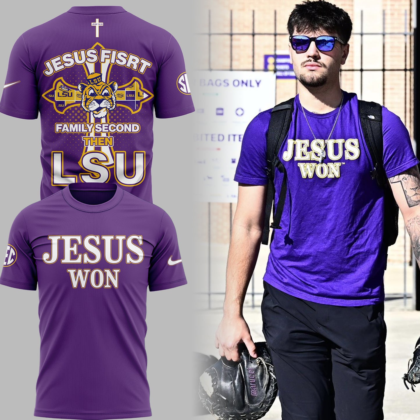 Special Edition Tigers JESUS WON Purple TShirt-ND11042507