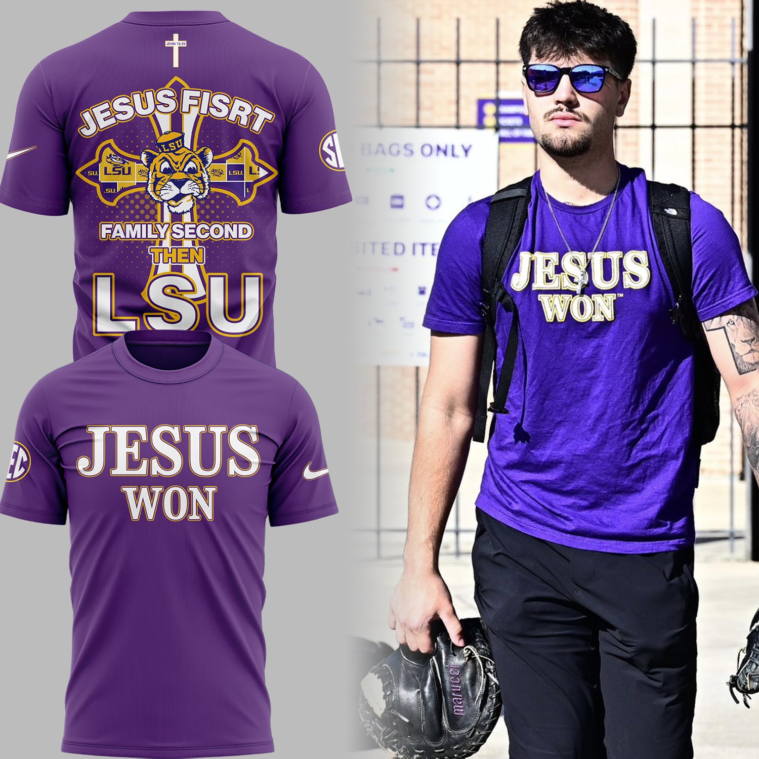 Special Edition Tigers JESUS WON Purple TShirt-ND11042507