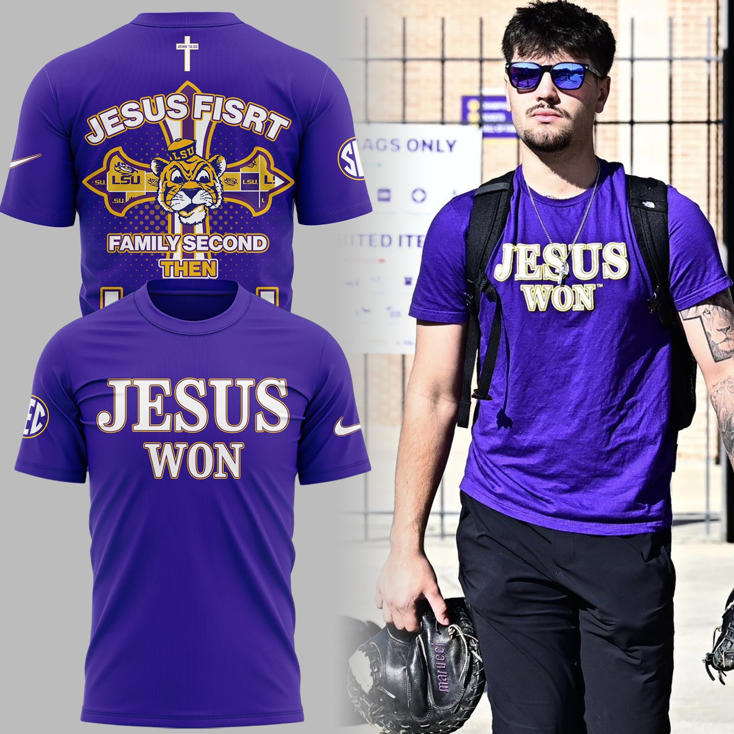 Special Edition Tigers JESUS WON Purple TShirt-ND11042510