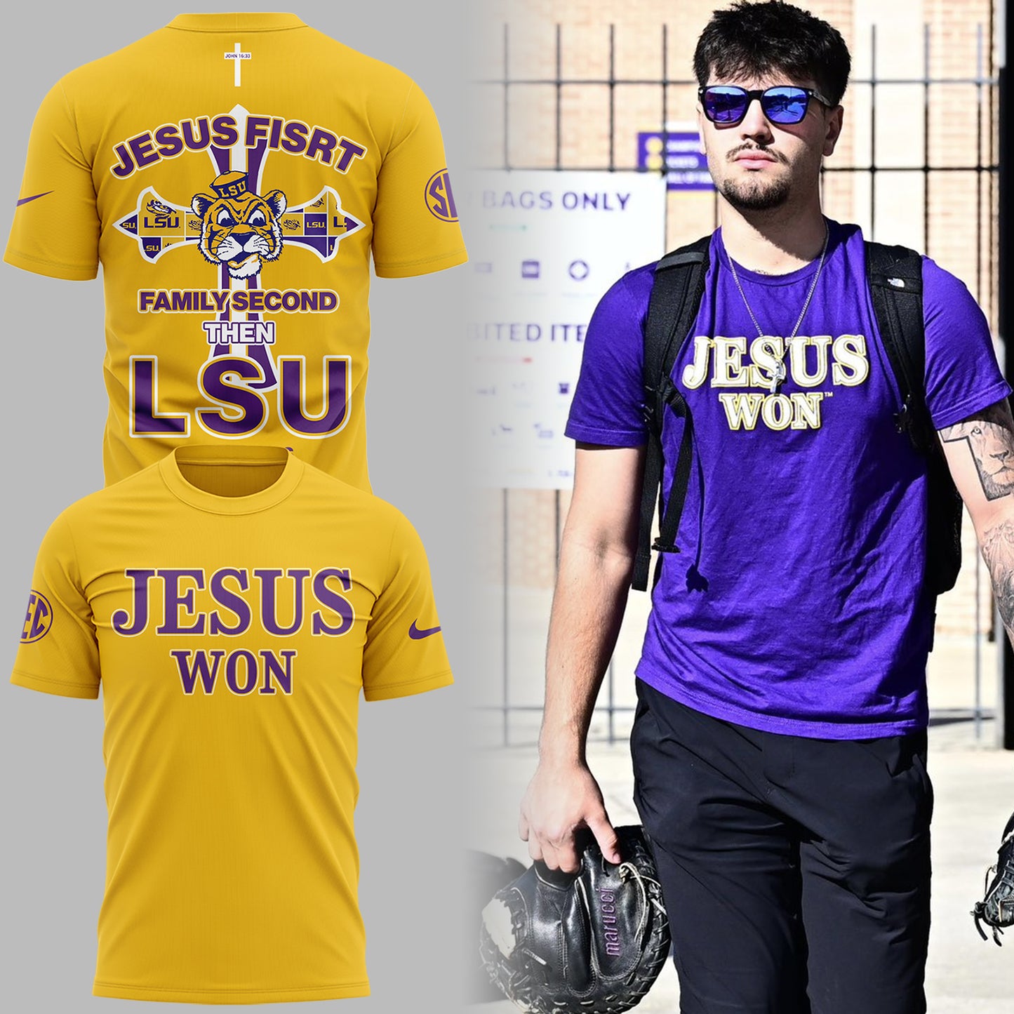 Limited Edition Tigers JESUS WON Yellow TShirt-ND11042514