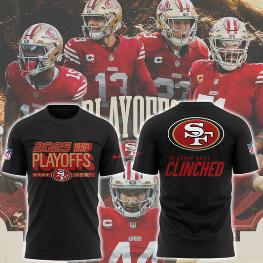 Limited Edition 2025 49ers Playoffs Clinched T-Shirt
