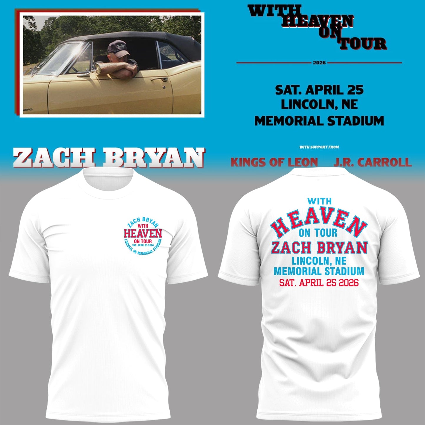 Limited Edition “With Heaven On Tour 2026” at Memorial Stadium Tshirt