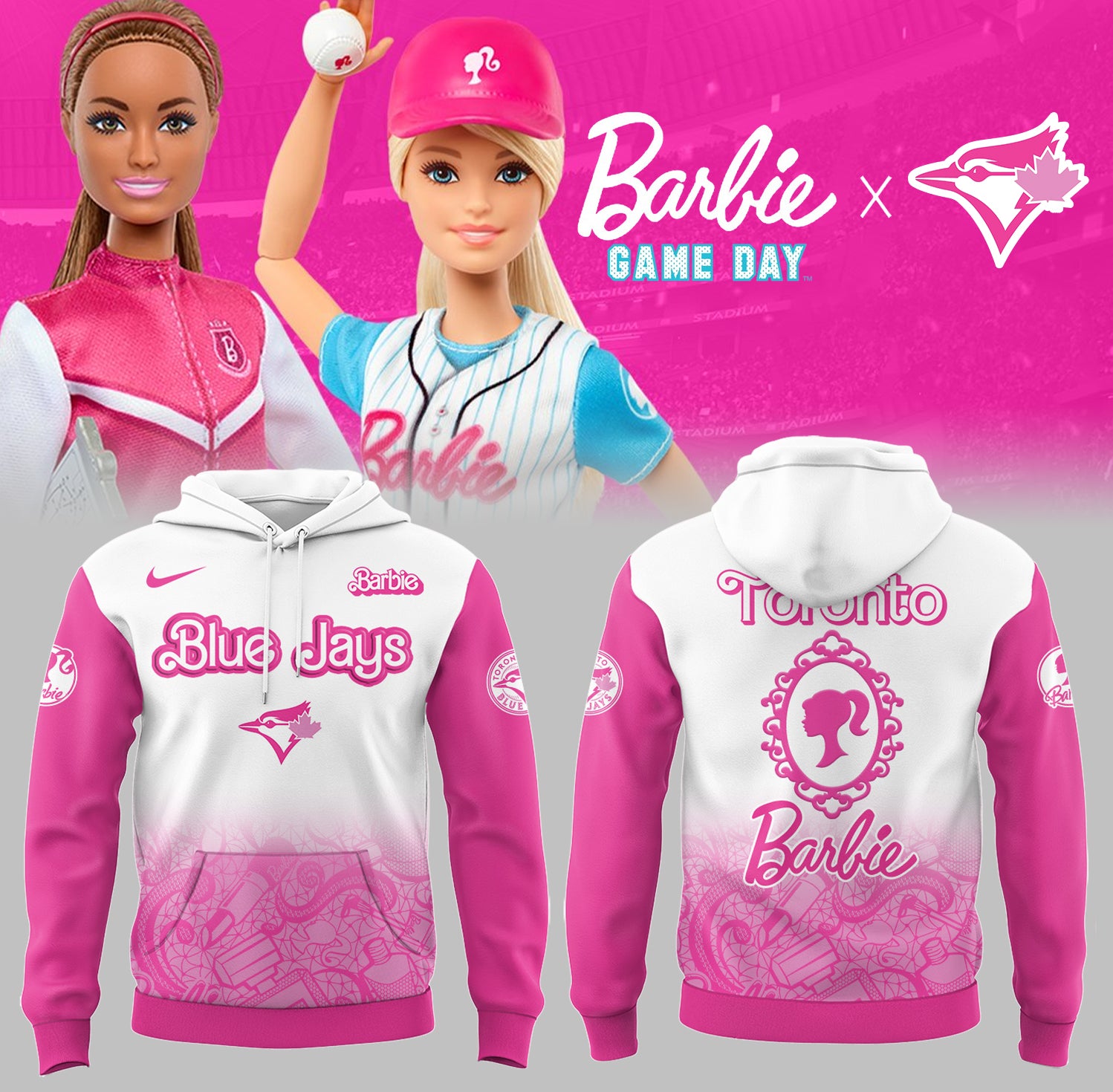Limited Edition Blue Jays Baseball Barbie Night Hoodie-PA04252503