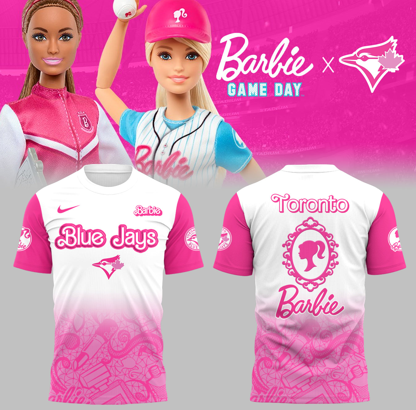 Limited Edition Blue Jays Baseball Barbie Night TShirt-PA04252504