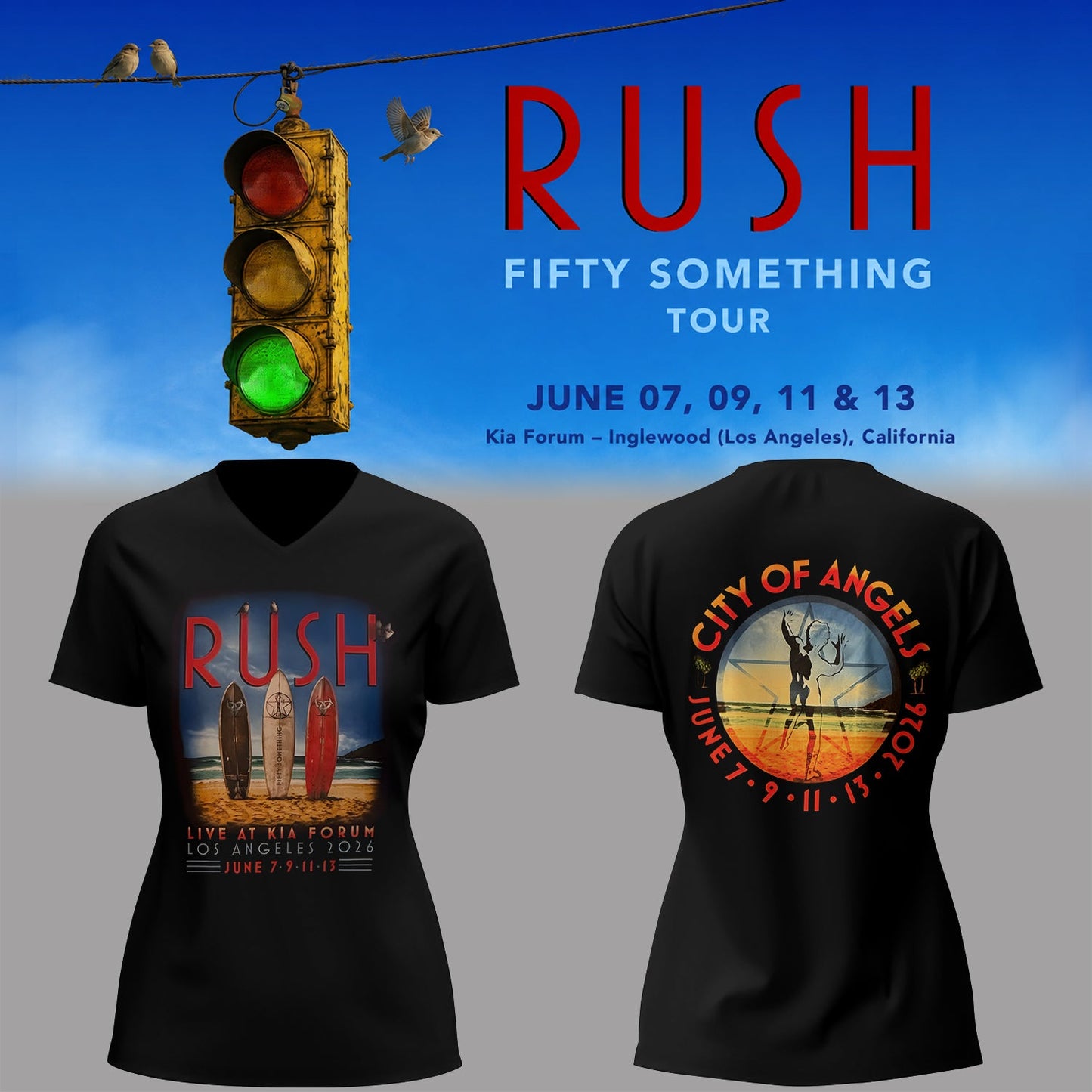 Limited Edition Fifty Something Tour At Kia Forum Los Angeles, California V-neck Shirt