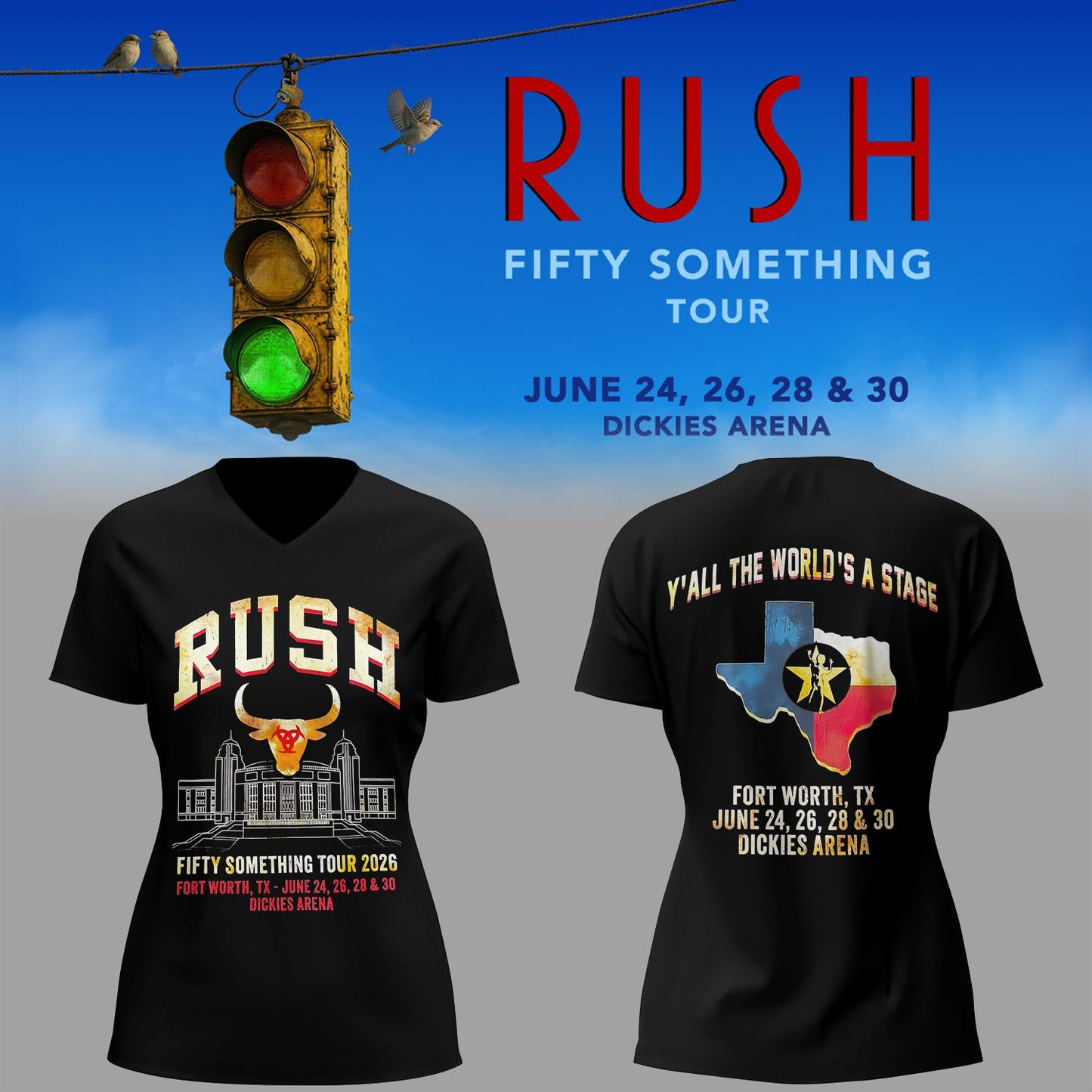 Limited Edition Fifty Something Tour At Fort Worth, Texas V-neck Shirt
