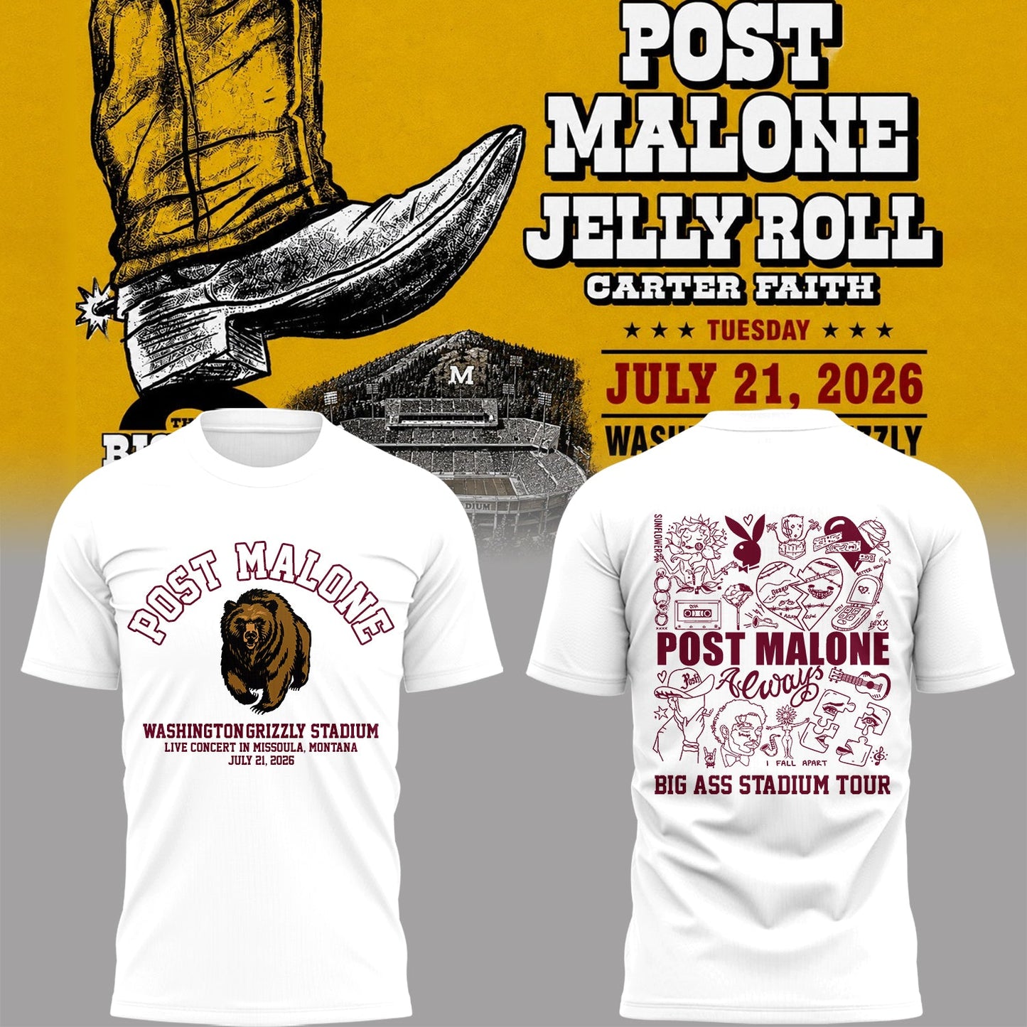Limited Edition Big Ass Stadium Tour At Washington-Grizzly Stadium Shirt