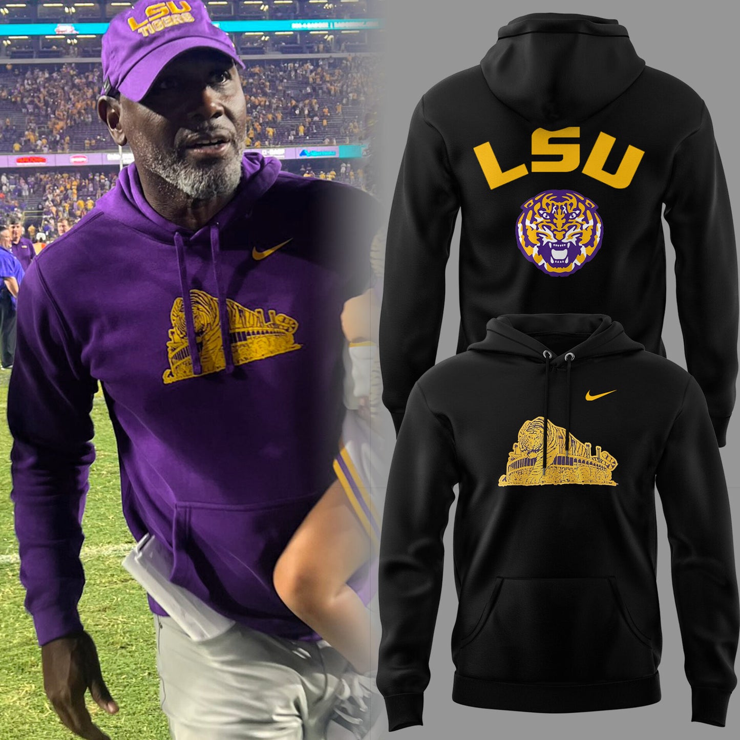 Limited Edition LSU Football Coach Corey Raymond Black Hoodie-PU0917250023