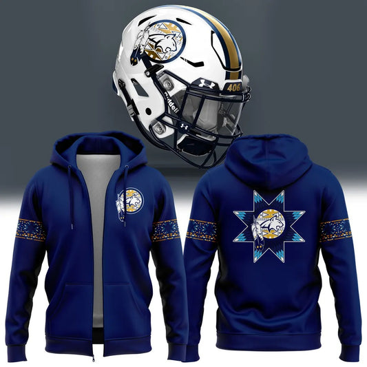 Limited Edition Montana State Football Native American Heritage Month Navy Zip Hoodie-PU10232510001
