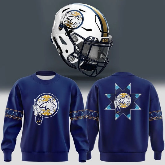 Limited Edition Montana State Football Native American Heritage Month Navy Sweatshirt-PU10232510002