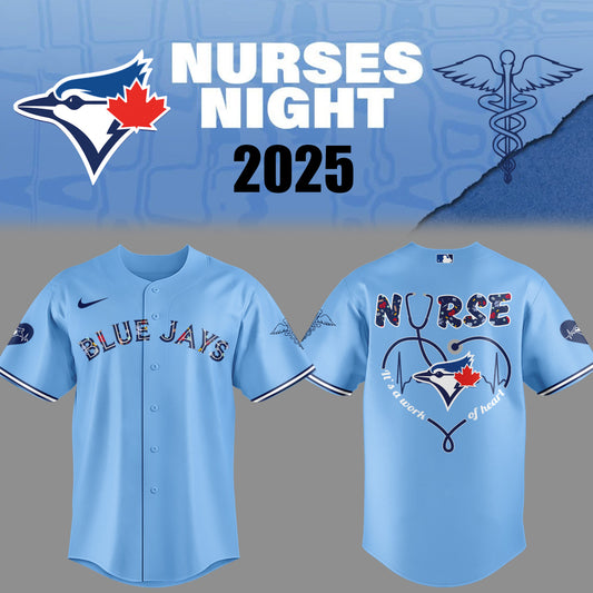 Limited Edition Blue Jays Baseball NURSES NIGHT Blue Jersey-PU25042009