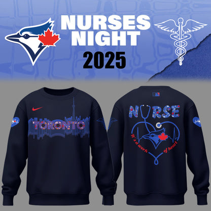 Limited Edition Blue Jays Baseball NURSES NIGHT CC Sweatshirt-PU25042206