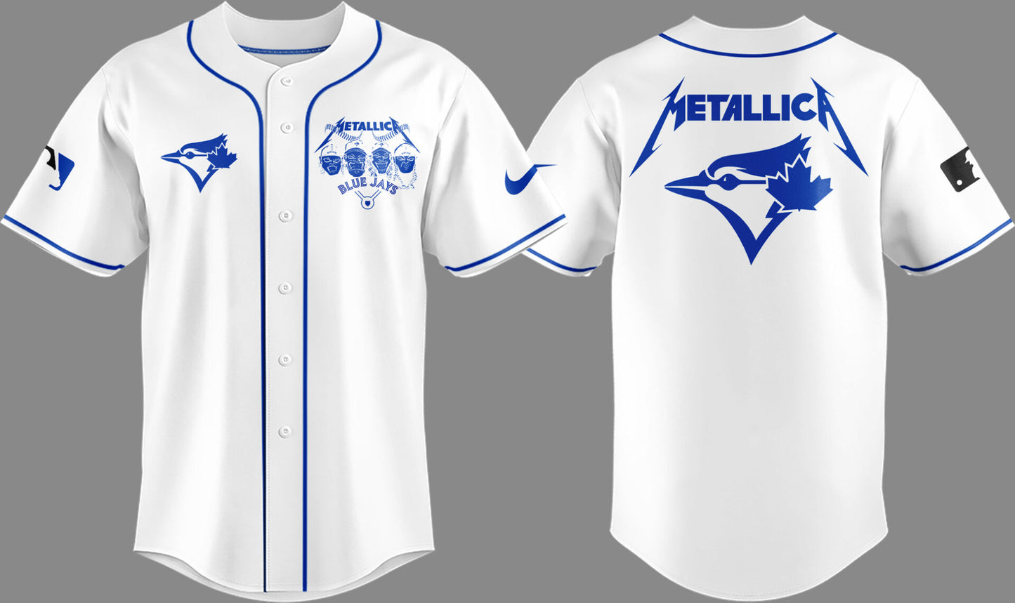 Limited Edition Blue Jays Baseball Metallica Night White Jersey-PU25042403