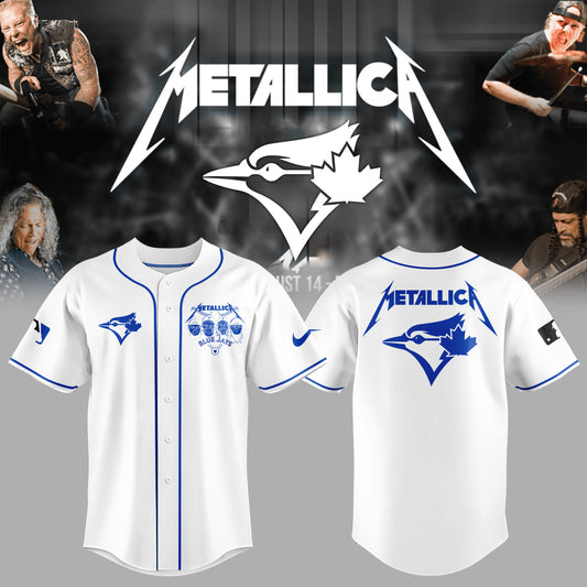 Limited Edition Blue Jays Baseball Metallica Night White Jersey-PU25042403