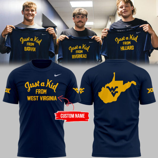 Limited Edition West Virginia FB “Just a kid from WVU’ Navy TShirt