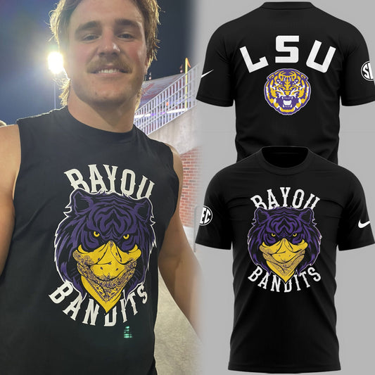 Limited Edition LSU Football Bayou Bandits Logo Black TShirt-PU25090201