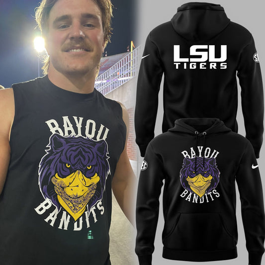 Limited Edition LSU Football Bayou Bandits Logo Black Hoodie-PU25090306