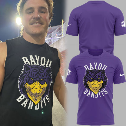 Limited Edition LSU Football Bayou Bandits Logo P TShirt-PU25090332
