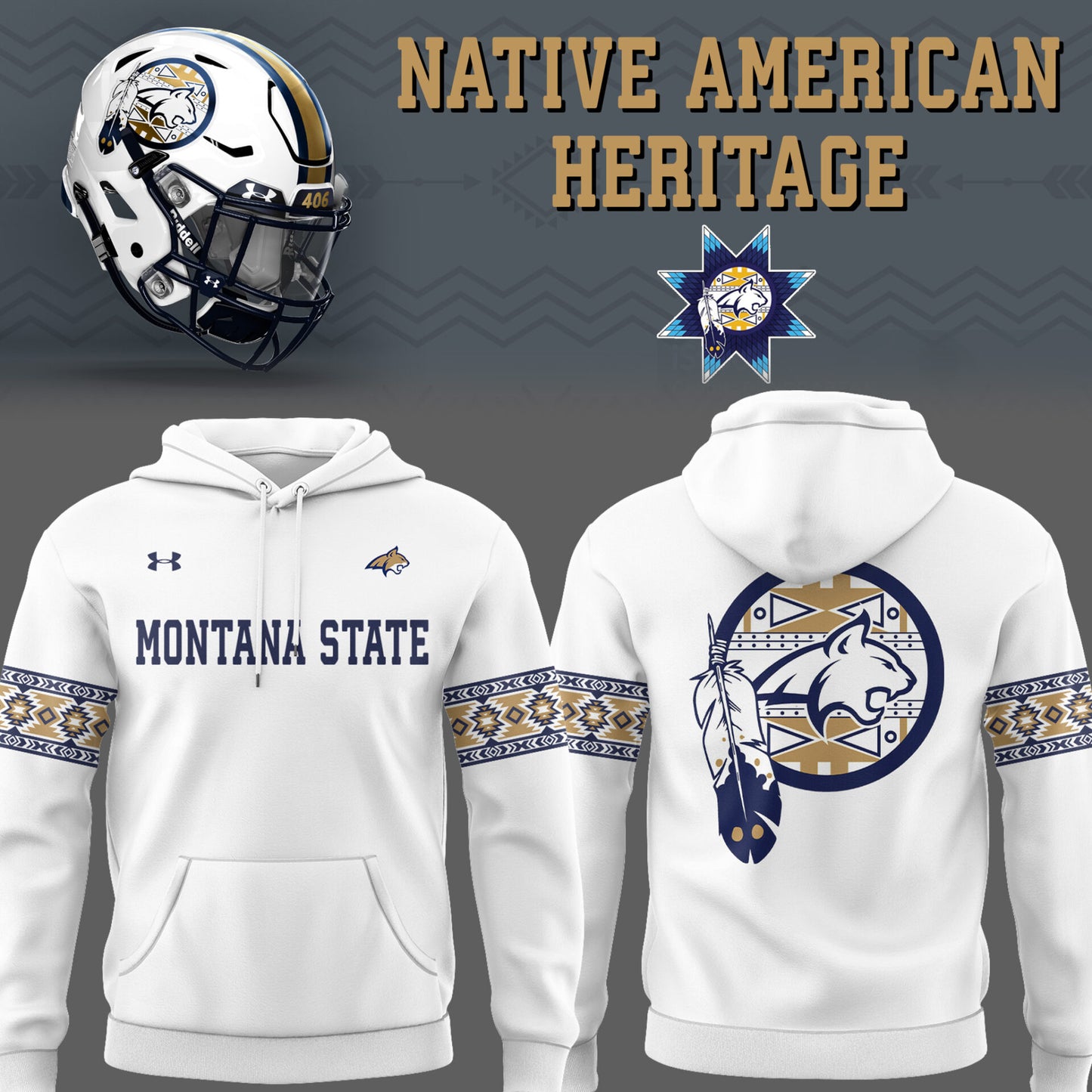 Limited Edition Montana State Football Native American Heritage Month W Hoodie-PU25102303
