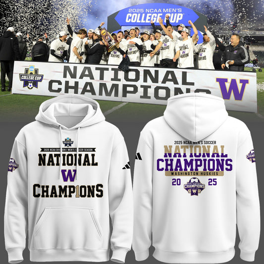 Washington Huskies 2025 Men's DI soccer championship Champions Hoodie