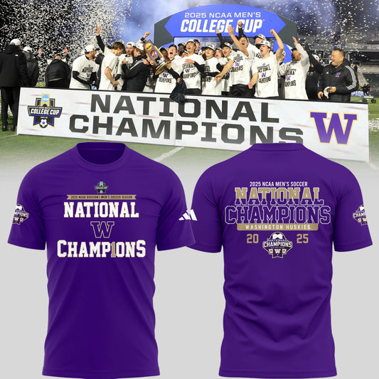Washington Huskies 2025 Men's DI soccer championship Champions T-Shirt