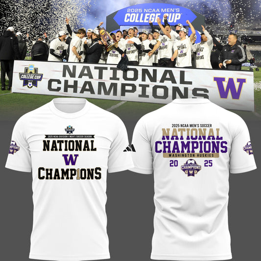 Washington Huskies 2025 Men's DI soccer championship Champions T-Shirt