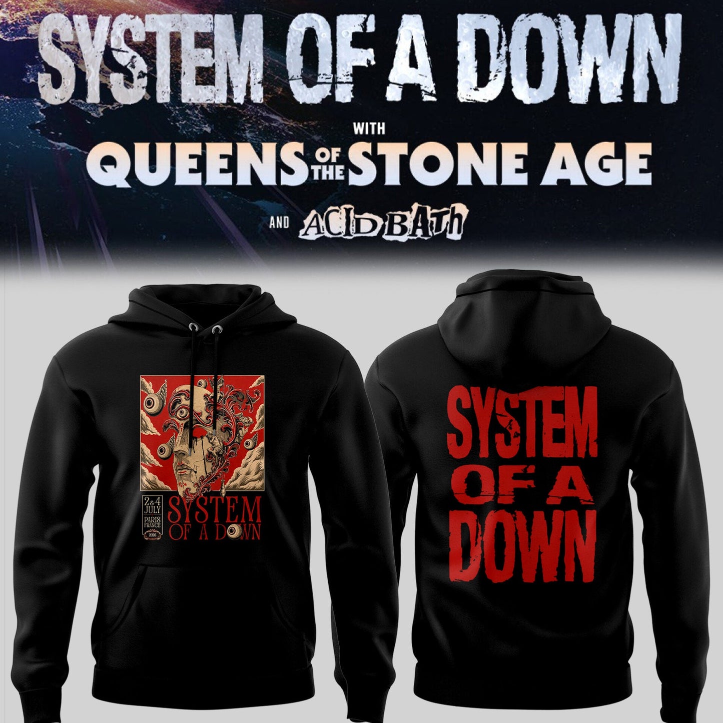 Limited Edition SOAD UK & Europe Stadium Tour 2026 Hoodie