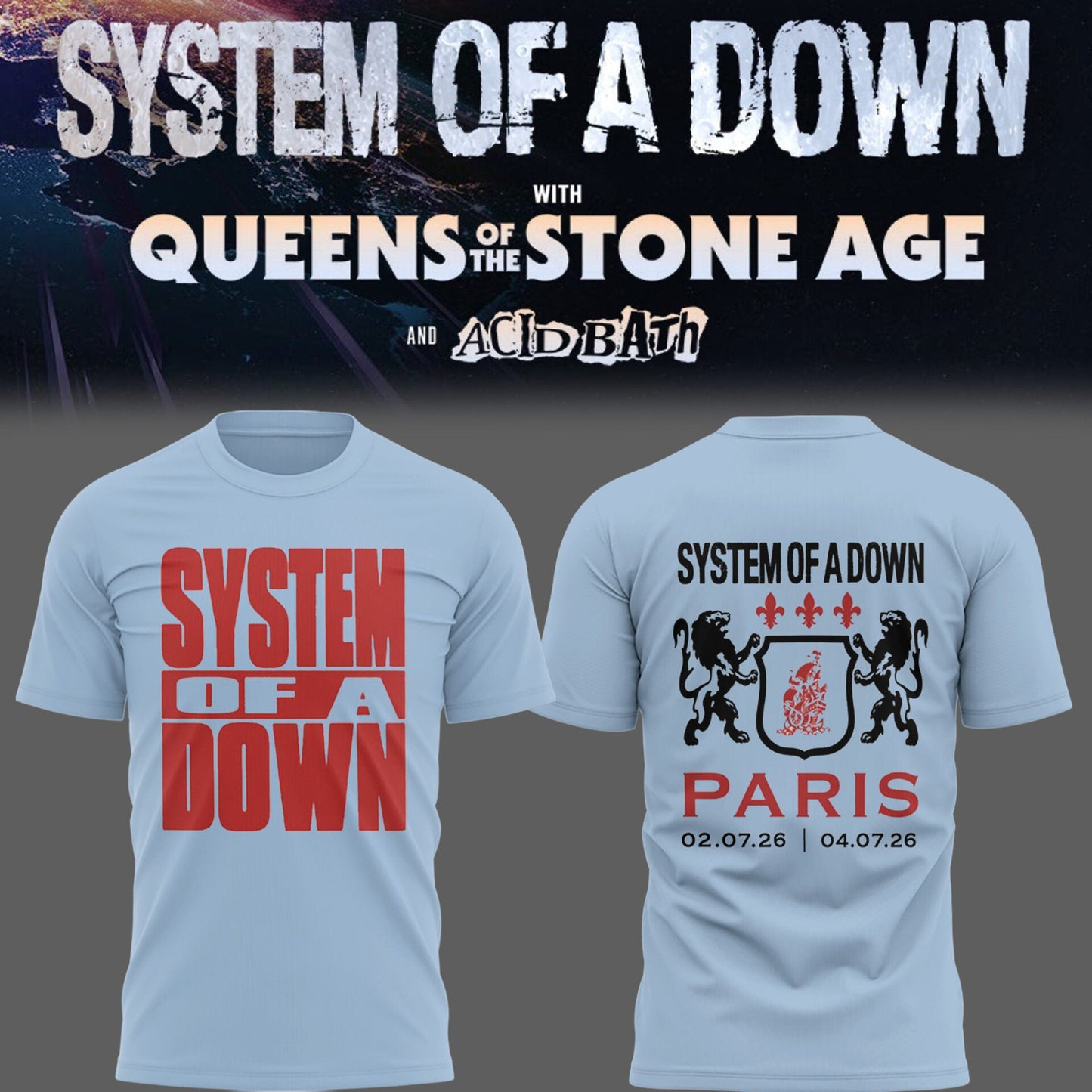 Limited Edition SOAD UK & Europe Stadium Tour 2026 T-Shirt