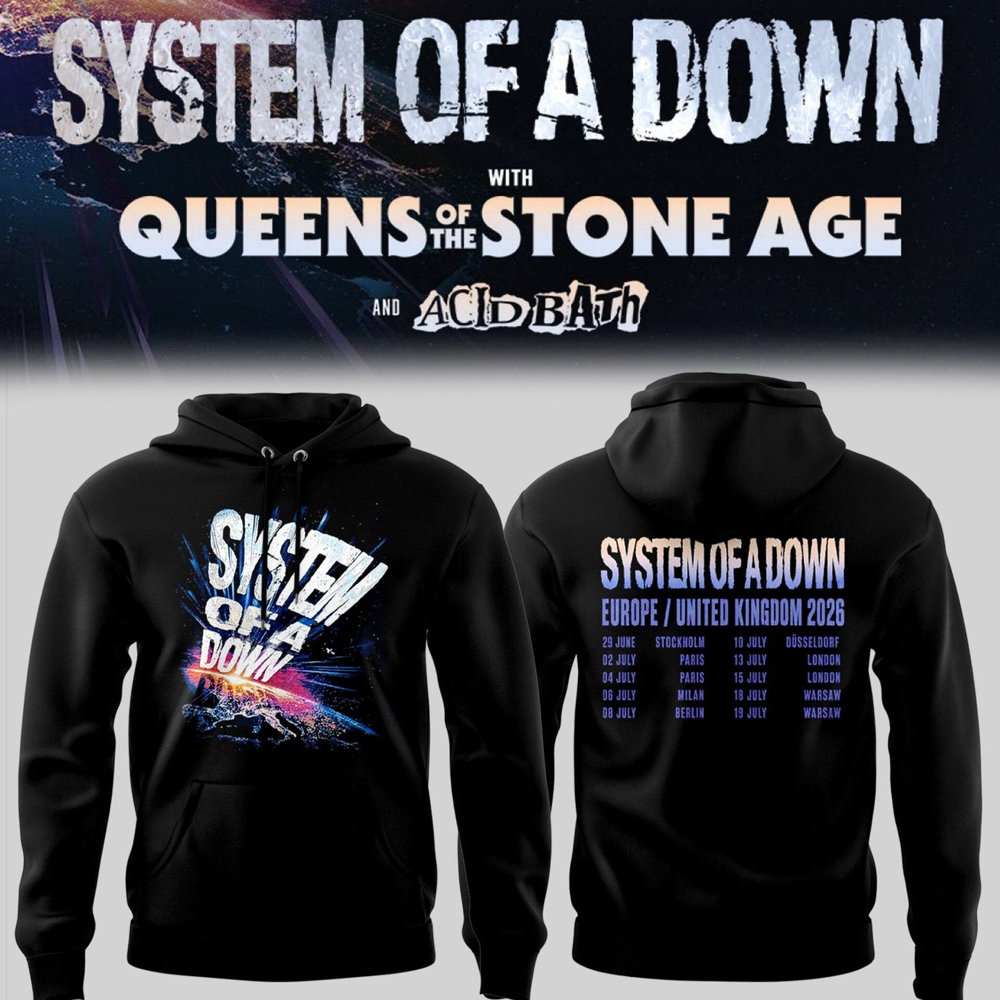 Limited Edition SOAD UK & Europe Stadium Tour 2026 Hoodie