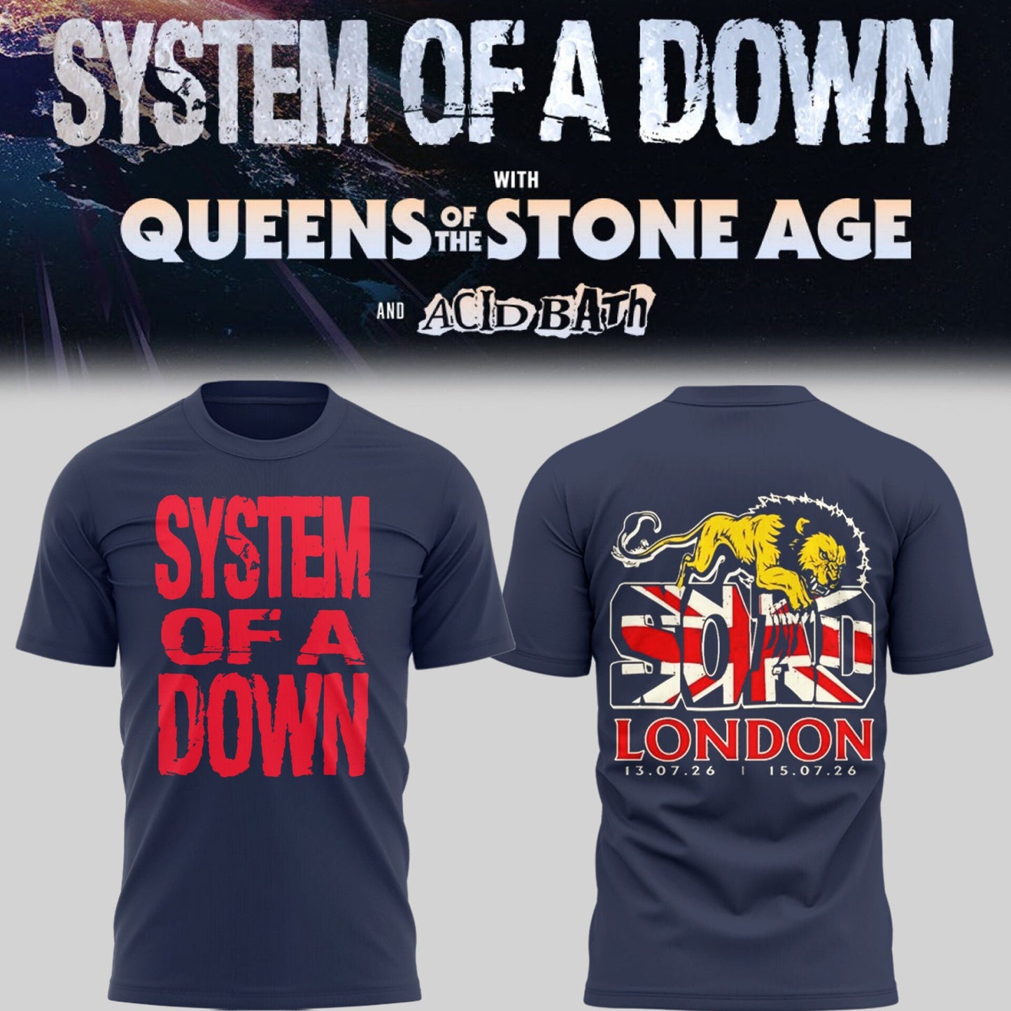 Limited Edition SOAD UK & Europe Stadium Tour 2026 T-Shirt