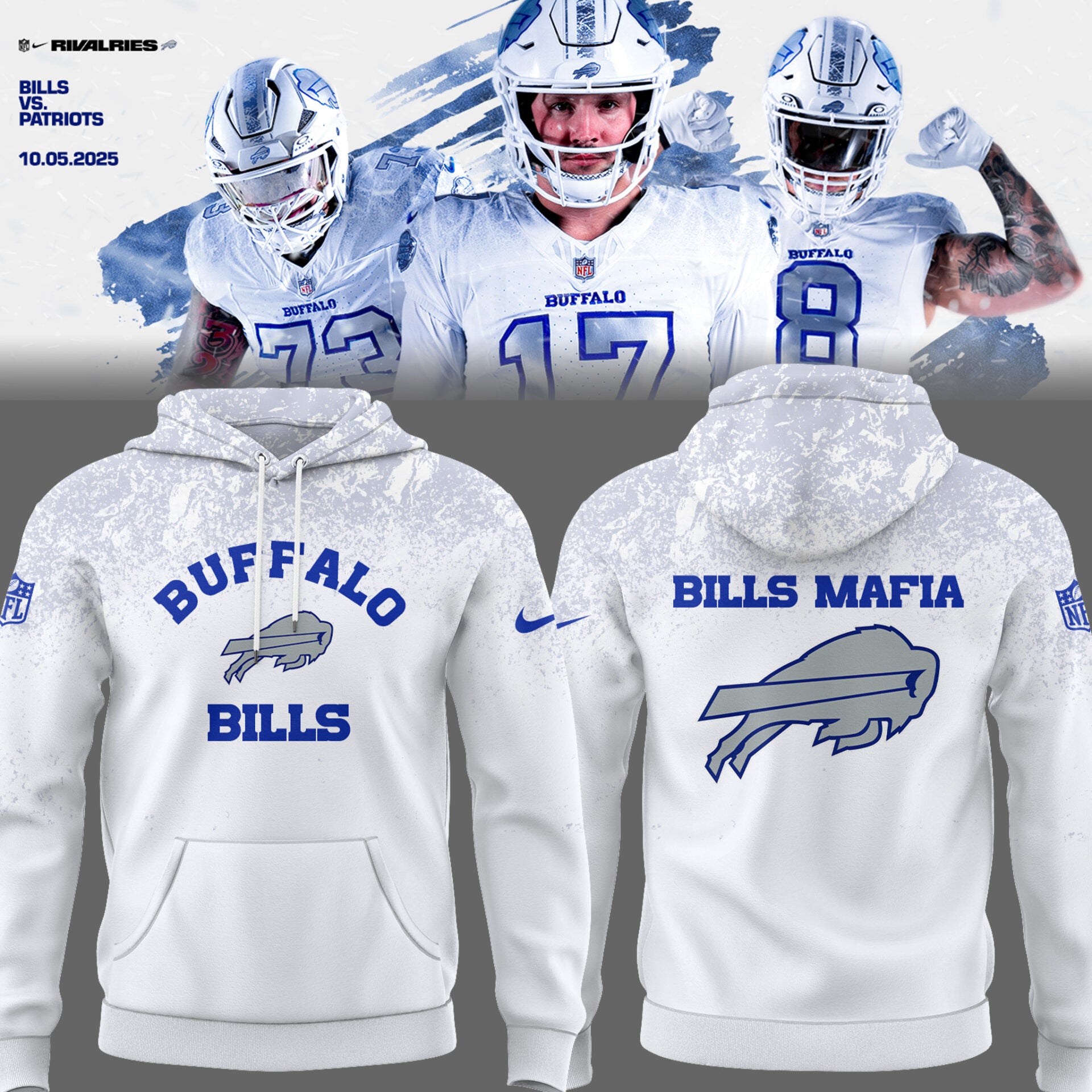 Buffalo Bills Cold Front Rivalries Hoodie | Cap | Joggers V8