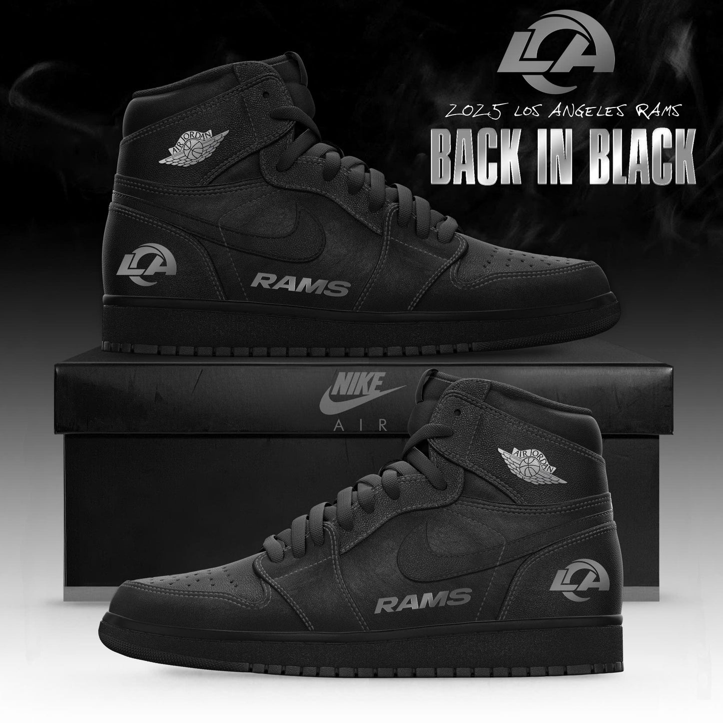 Los Angeles Rams ‘Back in Black’ 2025 Special Edition AJ1 Sneakers