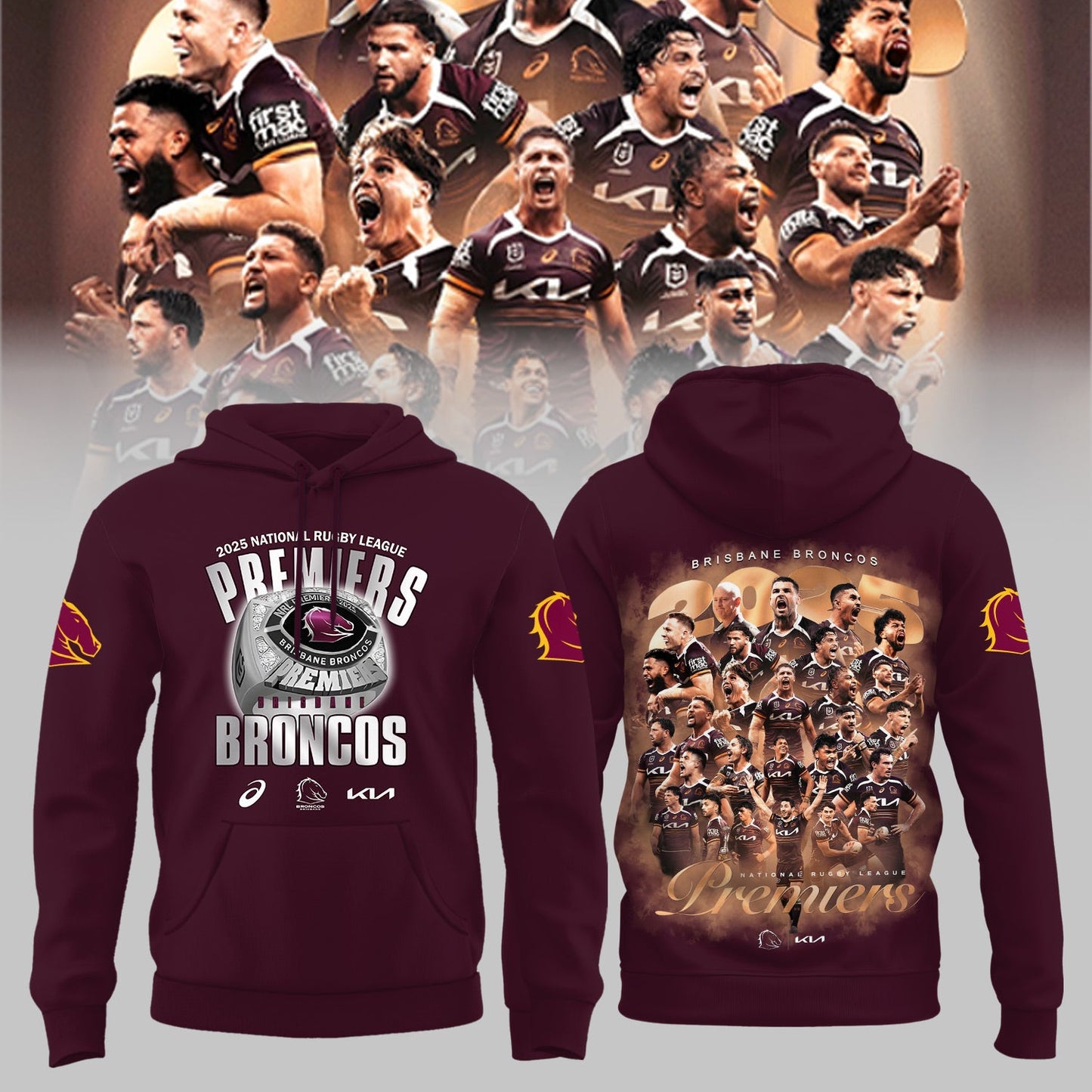B.Broncos NRL Finals 2025 Champions Combo Hoodie