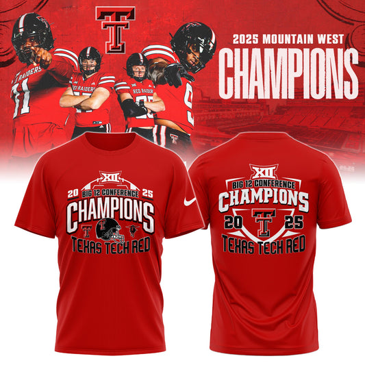 Texas Tech Red Raiders 2025 CHAMPIONS Big12 Football Combo T-shirt