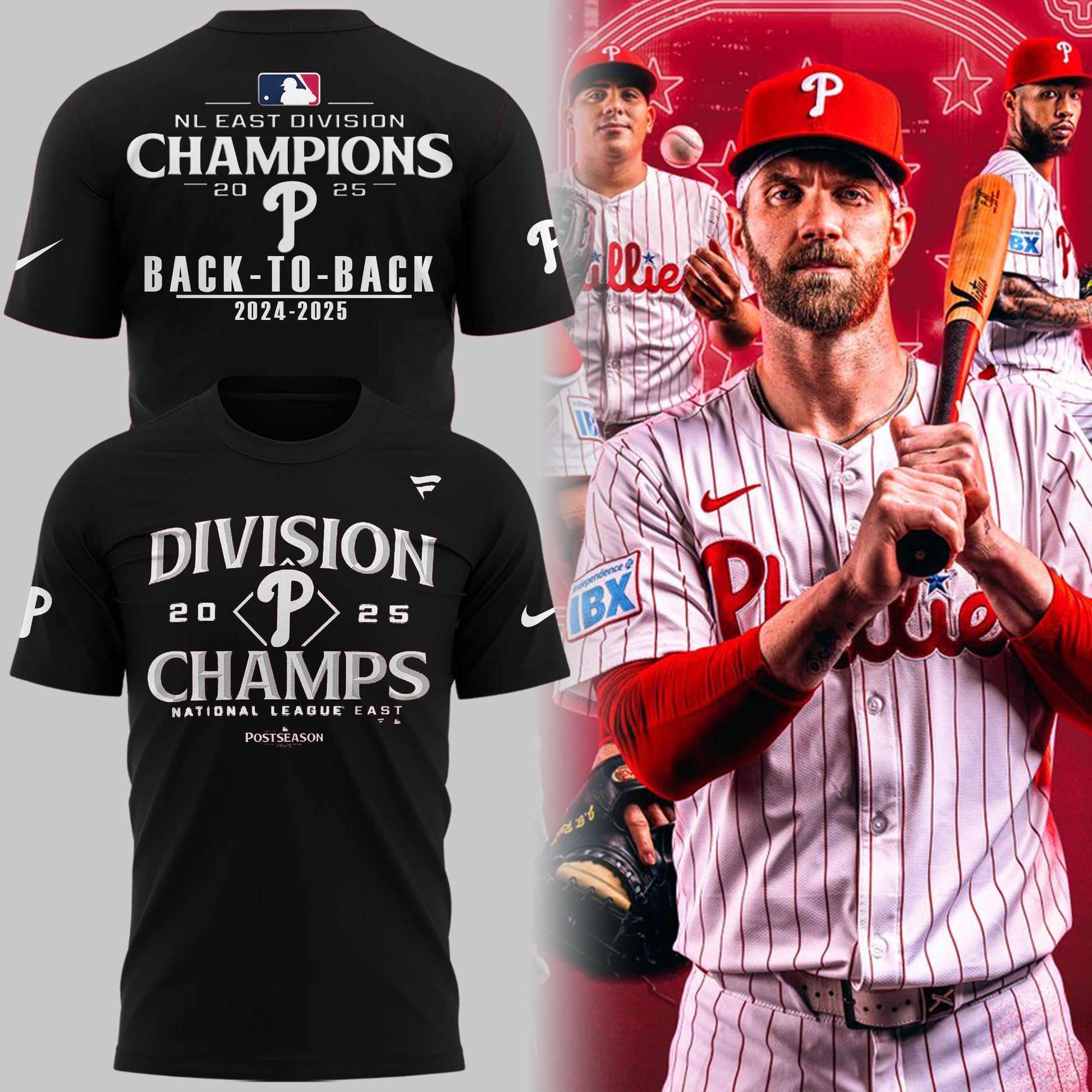 Philadelphia Phillies BACK-TO-BACK NL EAST CHAMPIONS T-Shirt