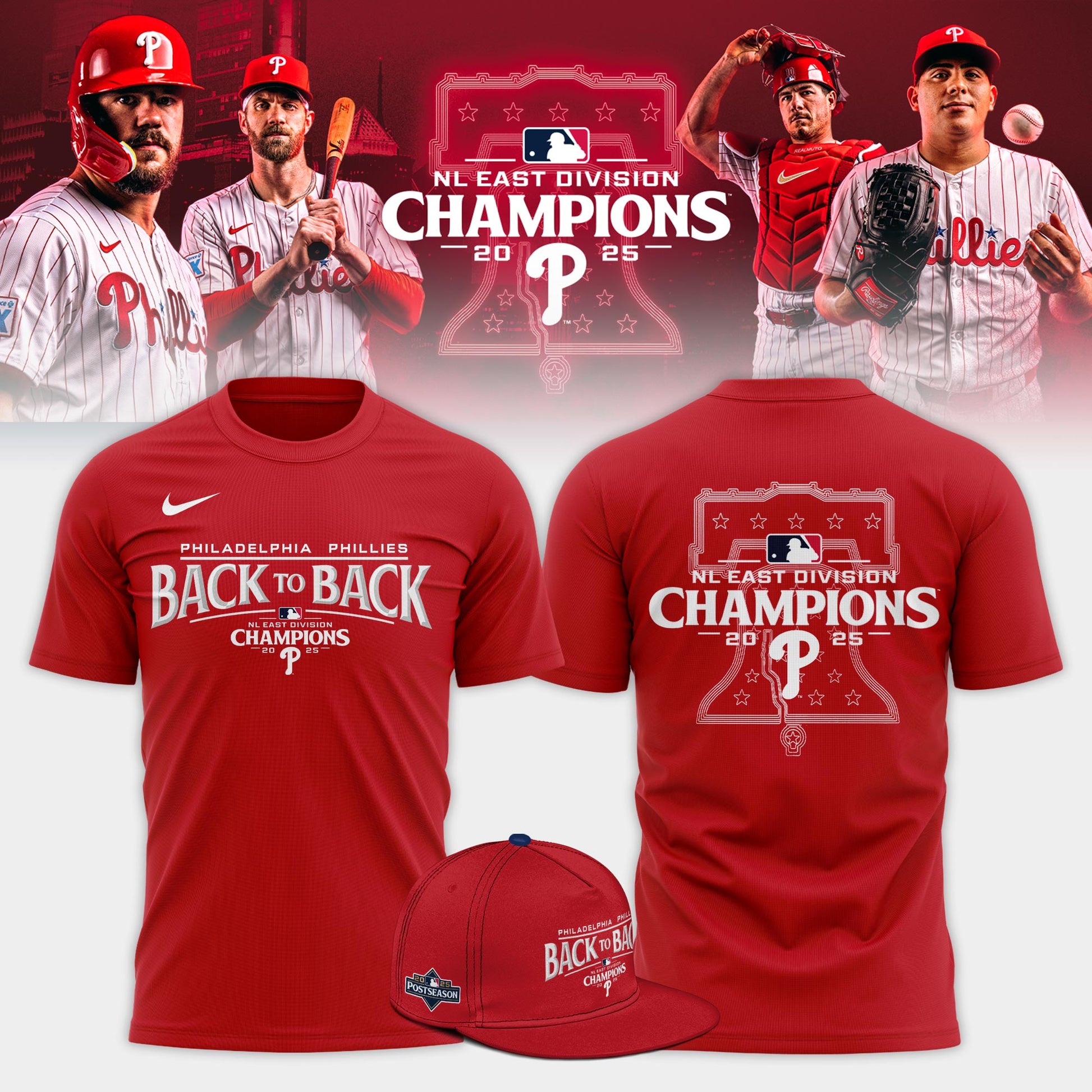 Philadelphia Phillies BACK-TO-BACK NL EAST CHAMPIONS T-Shirt