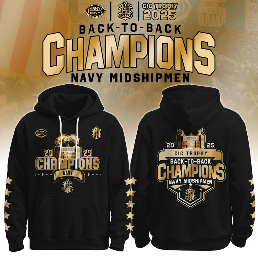 Navy Midshipmen – Back-to-Back CIC Trophy Champions 2025 Combo Hoodie