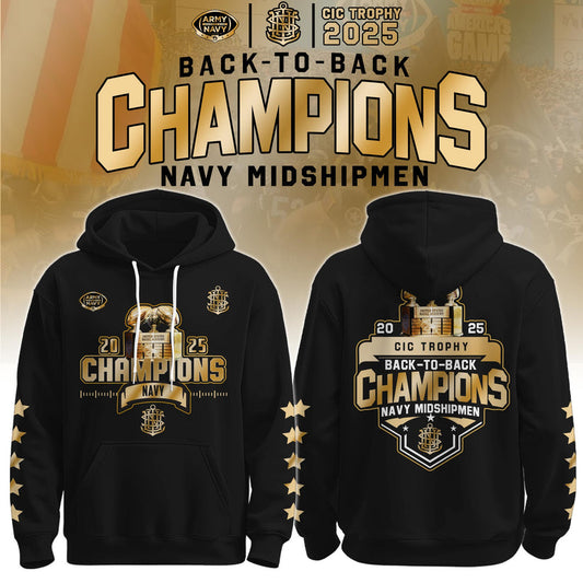 Navy Midshipmen – Back-to-Back CIC Trophy Champions 2025 Combo Hoodie