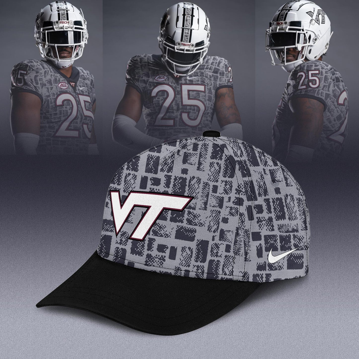 Virginia Tech Hokies 2025 Gray Camo Limited Edition Custom Jersey
